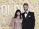 Christina Ricci a Mark Hampton na Zlatých glóbech (Los Angeles, 7. ledna 2024)