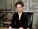 Dánská královna Margrethe II. bhem novoroního projevu vysílaného poprvé v...