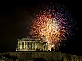Novoroní oslavy v eckých Athénách (1. ledna 2024)