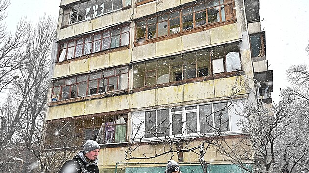 Rusk bombardovn msta Zporo (8. ledna 2024)