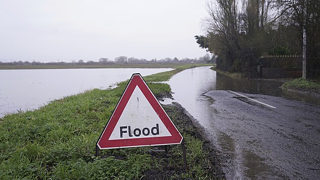 Rozvodnn eka na severu anglickho hrabstv Yorkshire (2. ledna 2024)