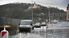 Protipovodová vana v Ústí nad Labem byla opt plná vody. (4. ledna 2024)