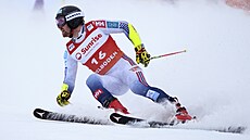 Aleksander Kilde v cíli obího slalomu v Abelbodenu