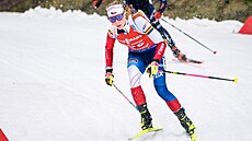 Markéta Davidová na trati stíhacího závodu v Oberhofu