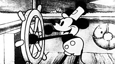 Mickey Mouse ve svém prvním filmu Parník Willie (1919).