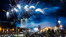V Kladně přivítali nový rok velkolepým ohňostrojem. (1. ledna 2024)