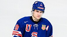 Americký úto�ník Cutter Gauthier na sv�tovém �ampionátu junior�.