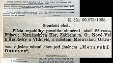 Oficiální úední oznámení o tom, e eskoslovenská vláda schválila slouení...