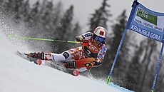 Petra Vlhová bhem prvního kola obího slalomu v Kranjske Goe.
