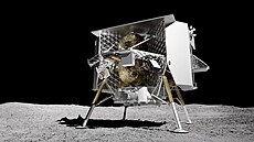 Ilustrace lunárního modulu Peregrine od firmy  Astrobotic na Msíci