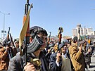 Demonstrace Húsí v jemenské metropoli Saná (11. ledna 2024)