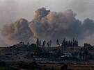 Ostelování Gazy na fotografii poízené z území Izraele (9. ledna 2024)