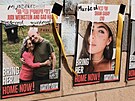 Plakáty s fotografiemi rukojmích na ulici v Tel Avivu (9. ledna 2024)