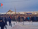 Protest nkolika tisíc lidí ped soudem v Bakortostánu v ruském Povolí...