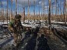 Ukrajinská národní garda operuje na frontových pozicích u Kreminny. (12. ledna...
