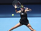 Sára Bejlek hraje forhend v prvním kole Australian Open.