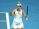 Australanka Storm Hunterová se povzbuzuje ve tetím kole Australian Open.