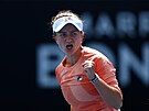Tenistka Barbora Krejíková slaví po povedené výmn ve druhém kole Australian...