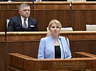 Slovenská prezidentka Zuzana aputová vystoupila v Národní rad s projevem k...