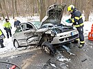 P�i nehod� se dva osobn� vozy srazily �eln�.