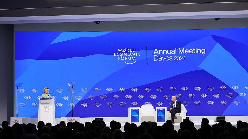 Ursula von der Leyenová na Svtovém ekonomickém fóru v Davosu (16. ledna 2024)