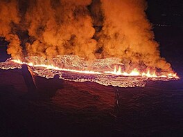 Erupce sopky na jihozápad Islandu. (14. ledna 2024)