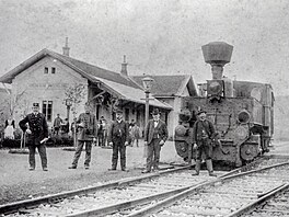 Lokomotiva rakouské ady 97 ve stanici Kosova Hora, ped rokem 1914
