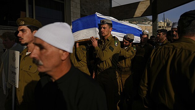 Pohřeb izraelského vojáka ve vesnici Maghar (3. ledna 2024)