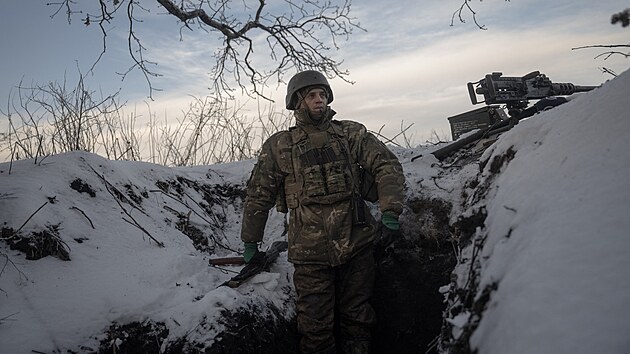 Ukrajinci buduj opevnn u Kupjansku. (7. ledna 2024)