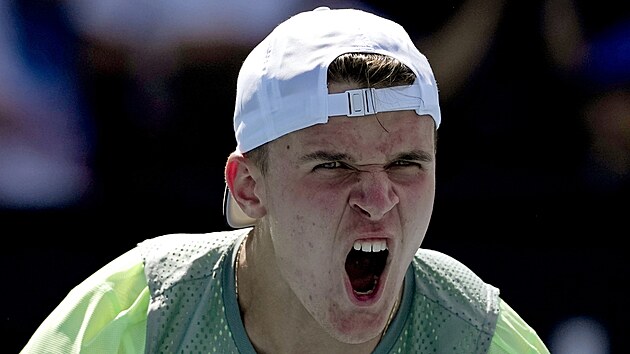 Radost eskho tenisty Jakuba Menka v 1. kole Australian Open.