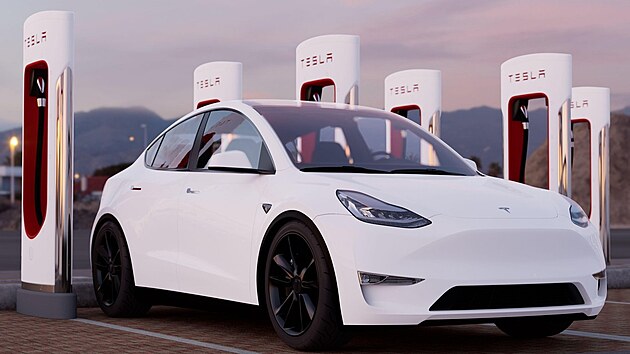 Tesla Model Y. Jedin elektrick auto, kter se podobn jako filmov Transformer doke rozloit za jzdy.