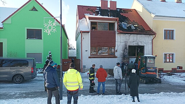 Exploze plynu poniila dm v Kamennm jezdu na eskobudjovicku (13. ledna 2024)