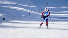 Tereza Voborníková na trati zkráceného vytrvalostního závodu v Anterselv.