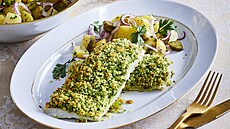 Candát s k�upavou krustou a bramborovým salátem