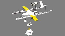 Schéma modulárního dronu doruovací spolenosti Wing. (2014)