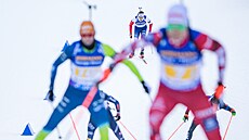 eský biatlonista Joná Mareek bhem tafety SP v Ruhpoldingu.