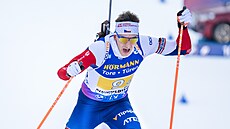 eský biatlonista Joná Mareek bhem tafetového závodu SP v Ruhpoldingu.