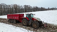 Majestátní traktor pomáhá pi sklizni cukrovky