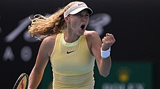 Ruska Mirra Andrejevová se hecuje ve t�etím kole Australian Open.
