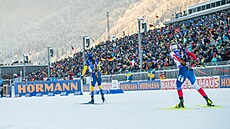 Vít�zslav Hornig p�ijí�dí na záv�re�nou polo�ku mu�ské �tafety t�sn� za �védem...