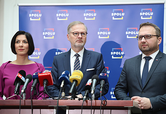 Pedsedové stran koalice SPOLU ve Snmovn - zleva Markéta Pekarová Adamová...