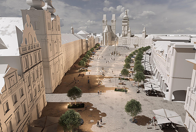 Vizualizace prom�ny Velkého nám�stí v Hradci Králové � pohled od Malého nám�stí...