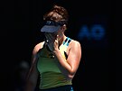 Zklamaná Linda Nosková bhem tvrtfinále Australian Open.