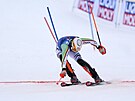 Nmecký lya Linus Strasser dojídí do cíle slalomu Svtového poháru v...