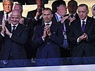 Zleva prezident FIFA Gianni Infantino, pedseda UEFA Aleksander eferin a...