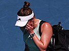 Ukrajinka Elina Svitolinová smutní poté, co se v osmifinále Australian Open...