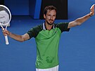 Daniil Medvedv slaví vítzství v osmifinále Australian Open.