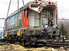 Zniená lokomotiva Siemens Vectron váí 89 tun. (25. ledna 2024)