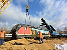 Zniená lokomotiva Siemens Vectron váí 89 tun. (25. ledna 2024)