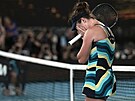 Linda Nosková breí dojetím po výhe ve tetím kole Australian Open.